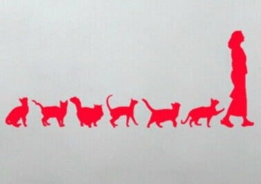 Cute 'Cats Follow A Woman | Line Up' Vinyl Car Sticker