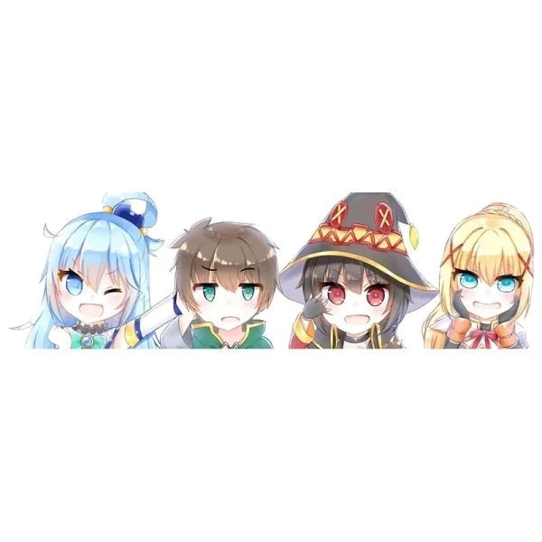 KonoSuba 'Aqua-Kazuma-Megumin-Darkness | Surprised' Vinyl Car Peeker Sticker