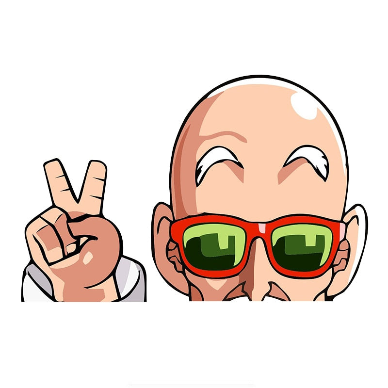 Dragon Ball Z 'Master Roshi | Peace Sign | 2.0' Vinyl Car Peeker Sticker