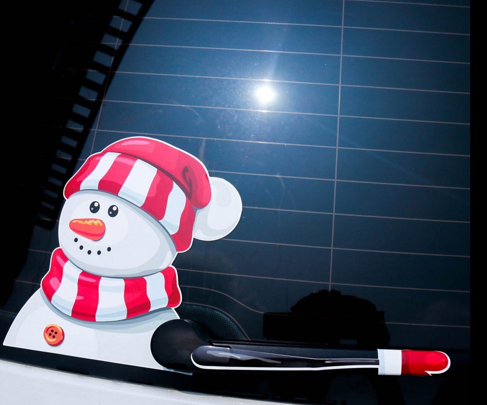 Snowman 'Christmas Hat | Arm Waving' Vinyl Car Wiper Sticker