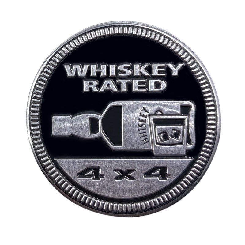 Whiskey Rated 4x4 'Bottle and Shot Glass' Metal Car Sticker