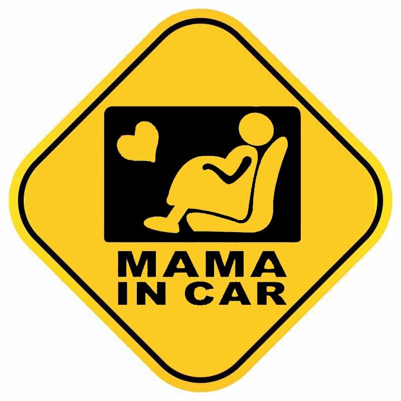 Mama In Car 'Pregnant Mama | Relaxing | Warning Sign' Vinyl Car Sticker