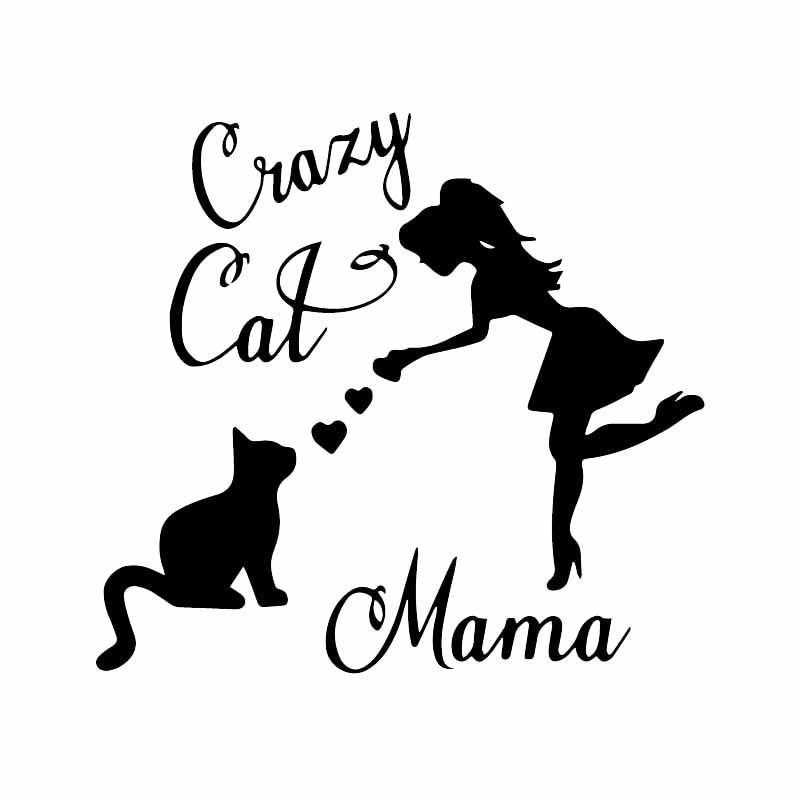Cute 'Crazy Cat Mama' Vinyl Car Sticker