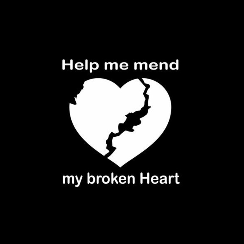 Heart 'Help Me Mend My Broken Heart' Vinyl Car Sticker