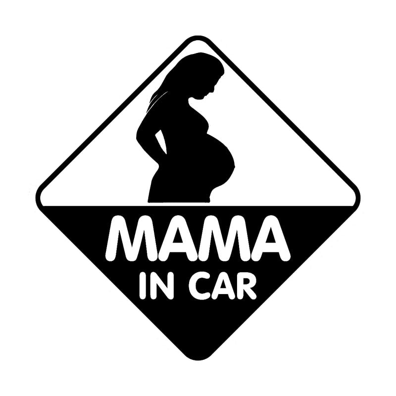 Mama In Car 'Pregnant Mama | Warning Sign' Vinyl Car Sticker