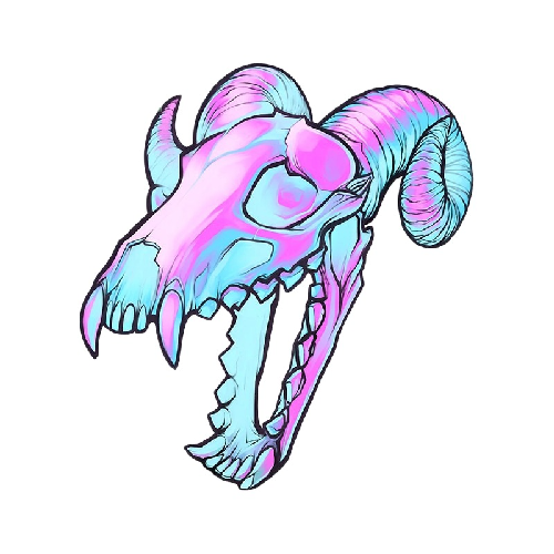 Skull 'Colorful Antelope | Open Mouth'  Vinyl Car Sticker