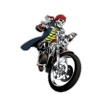 Skull 'Skeleton Biker | Riding A Motorcycle' Vinyl Car Sticker