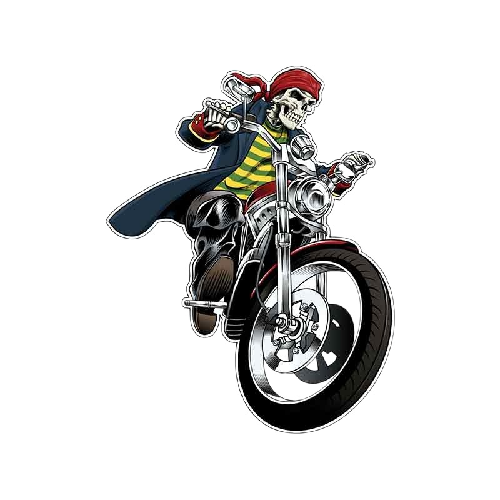 Skull 'Skeleton Biker | Riding A Motorcycle' Vinyl Car Sticker
