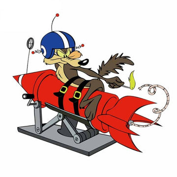 Looney Tunes 'Coyote | Lighting a Rocket | Left' Vinyl Car Sticker