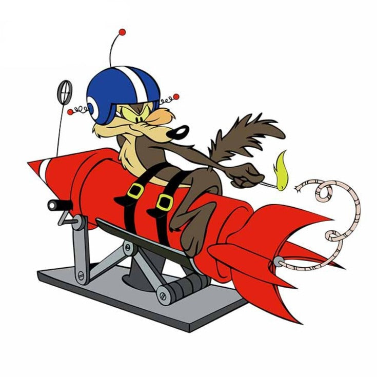 Looney Tunes 'Coyote | Lighting a Rocket | Left' Vinyl Car Sticker