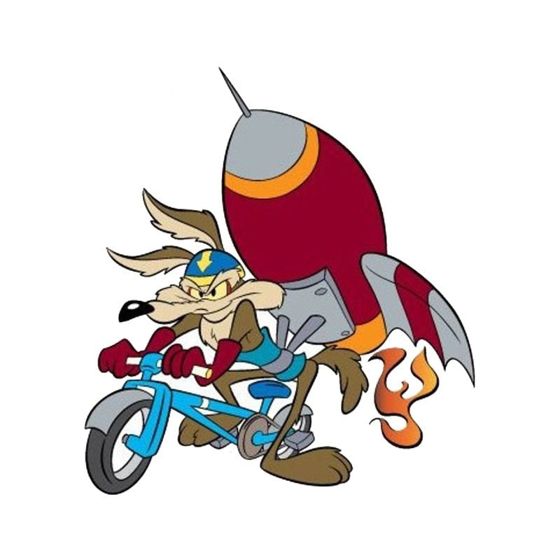 Looney Tunes 'Coyote | Rocket Bike | Left' Vinyl Car Sticker