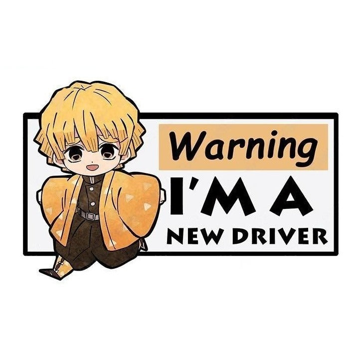 Warning I'm A New Driver 'Zenitsu | Running' Vinyl Car Sticker