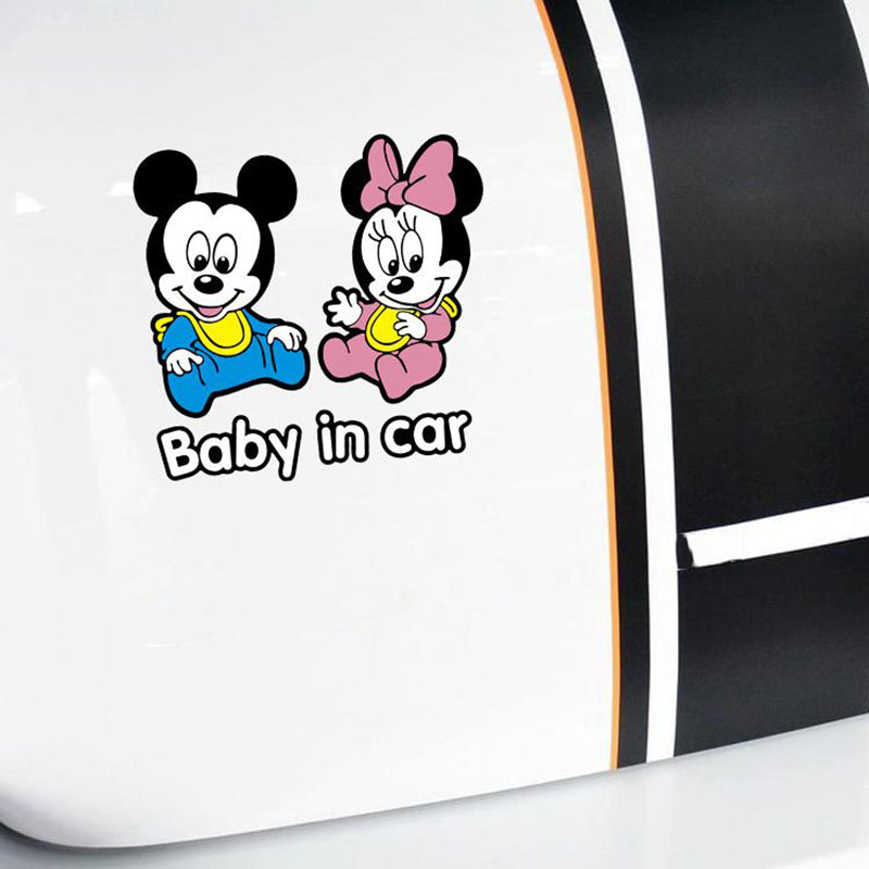 Baby In Car 'Baby Mickey And Minnie | Bibs' Vinyl Car Sticker