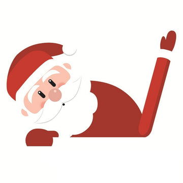 Santa Claus 'Peeking Through | Arm Waving' Vinyl Car Wiper Sticker