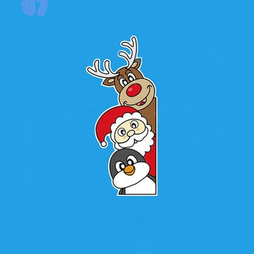 Christmas 'Comic Rudolph x Santa x Robin' Vinyl Car Peeker Sticker