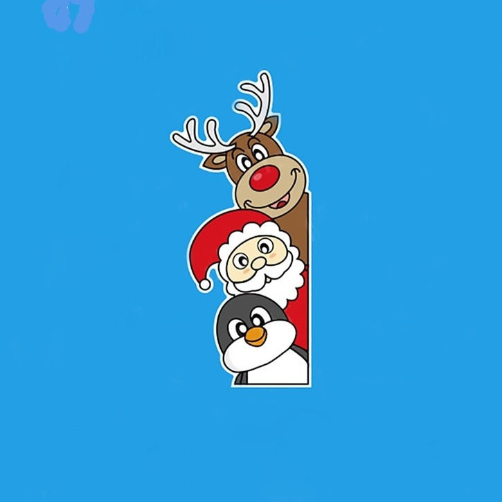 Christmas 'Comic Rudolph x Santa x Robin' Vinyl Car Peeker Sticker