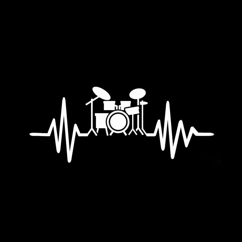 Drum Kit 'Heartbeat Lifeline' Vinyl Car Sticker