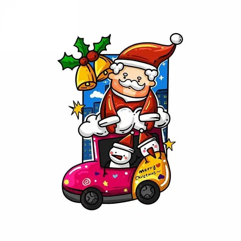 Merry Christmas 'Santa Sock Car' Vinyl Car Sticker