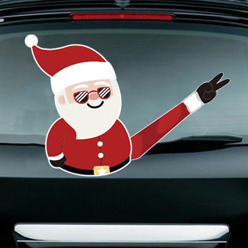 Santa Claus 'Striped Sunglasses | Arm Waving' Vinyl Car Wiper Sticker