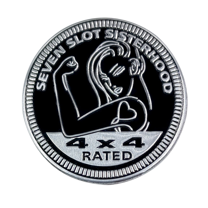 Seven Slot Sisterhood 4x4 Rated 'Strong Girl' Metal Car Sticker