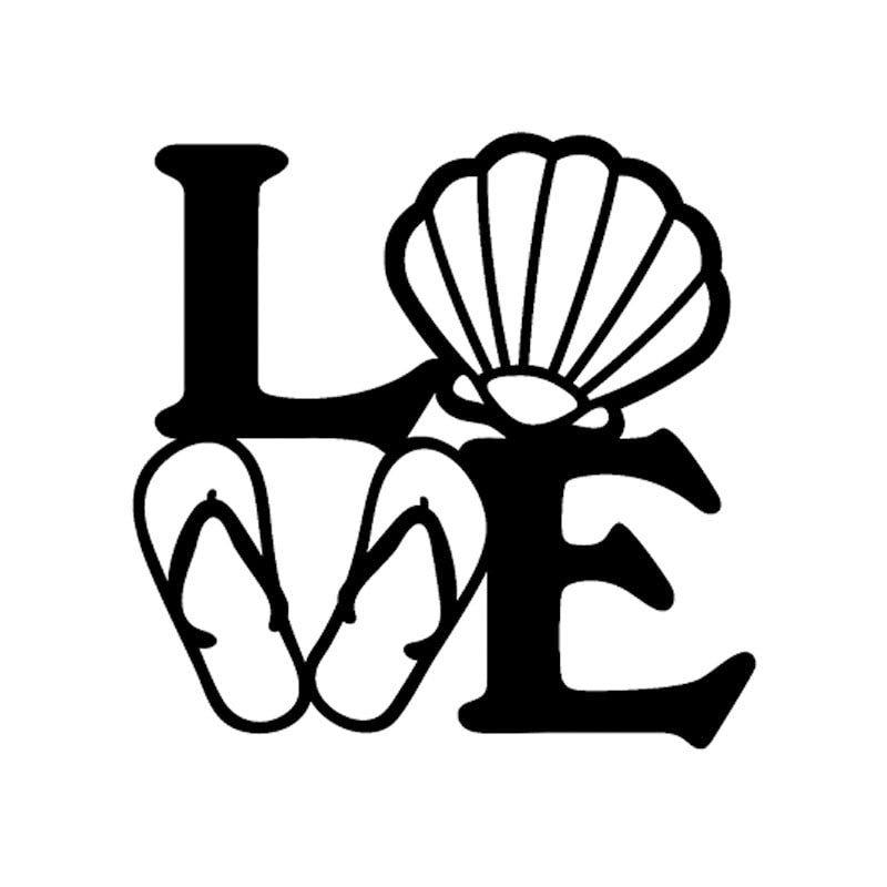 Love' Flip-Flops and Shell' Vinyl Car Sticker