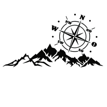 Mountains and Compass Vinyl Car Sticker