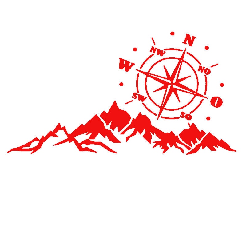 Mountains and Compass Vinyl Car Sticker