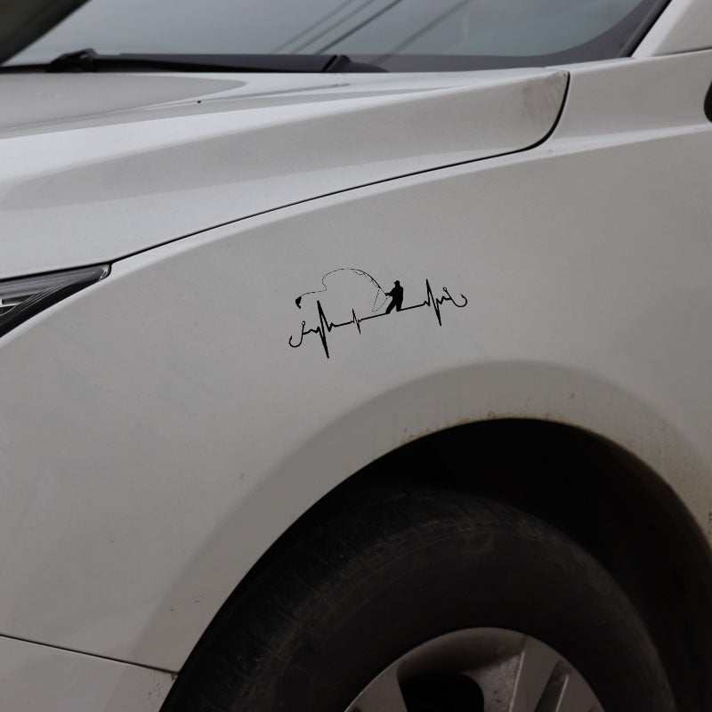 Fisherman 'Fishing Heartbeat Lifeline' Vinyl Car Sticker