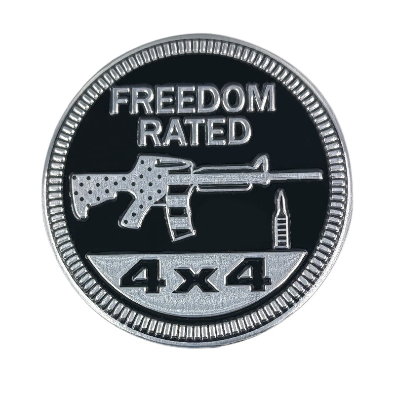 Freedom Rated 4x4 'Tactical Gun and Bullet' Metal Car Sticker