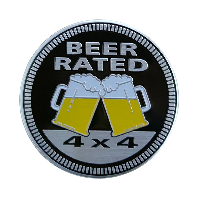 Beer Rated 4x4 'Cheers Beer Mugs' Metal Car Sticker