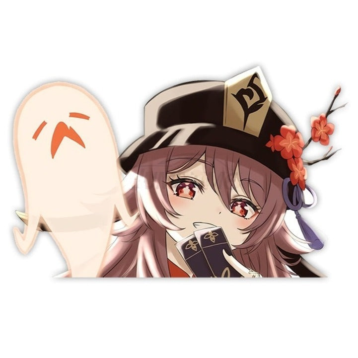 Genshin Impact 'Hu Tao | Holding Card' Vinyl Car Peeker Sticker