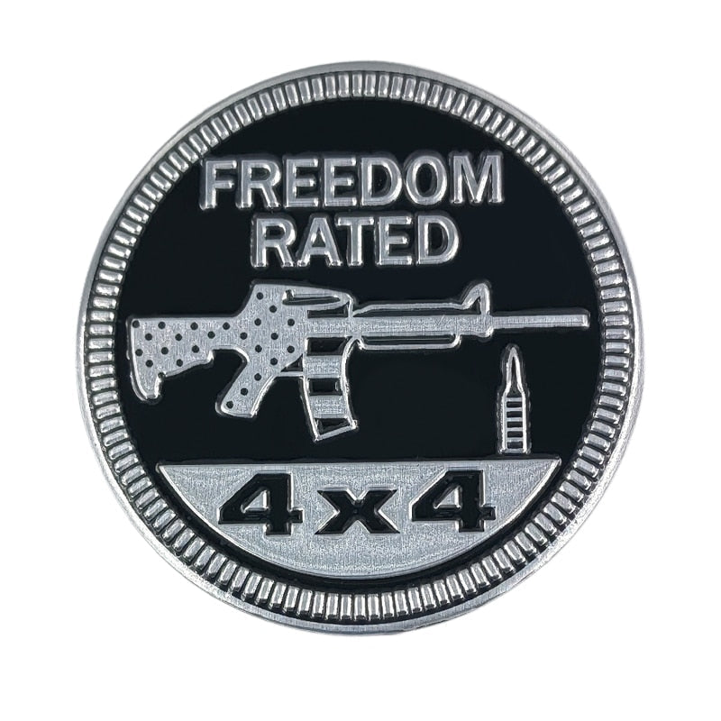 Freedom Rated 4x4 'Tactical Gun and Bullet' Metal Car Sticker