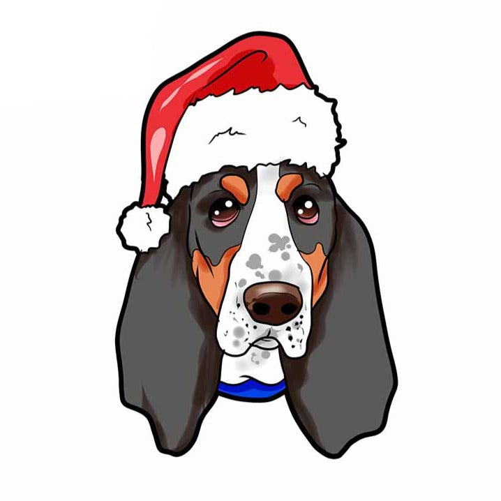 Basset Hound 'Christmas Hat' Vinyl Car Sticker