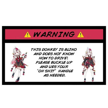Virtual YouTuber 'Nakiri | Warning Sign | Standing' Vinyl Car Sticker
