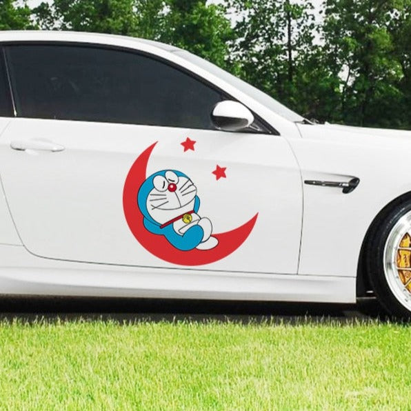 Doraemon 'Lying on Moon | Right' Vinyl Car Sticker