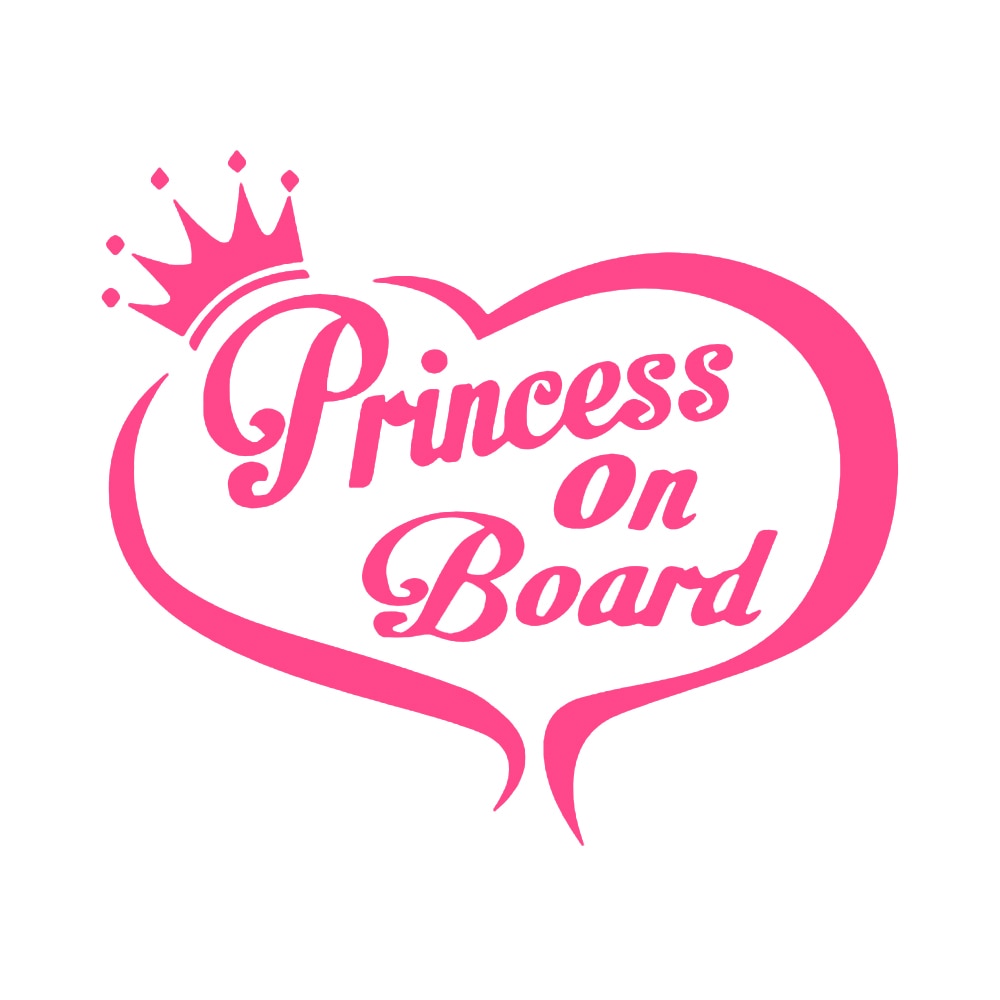 Princess On Board 'Pink Heart Shaped And Crown' Vinyl Car Sticker