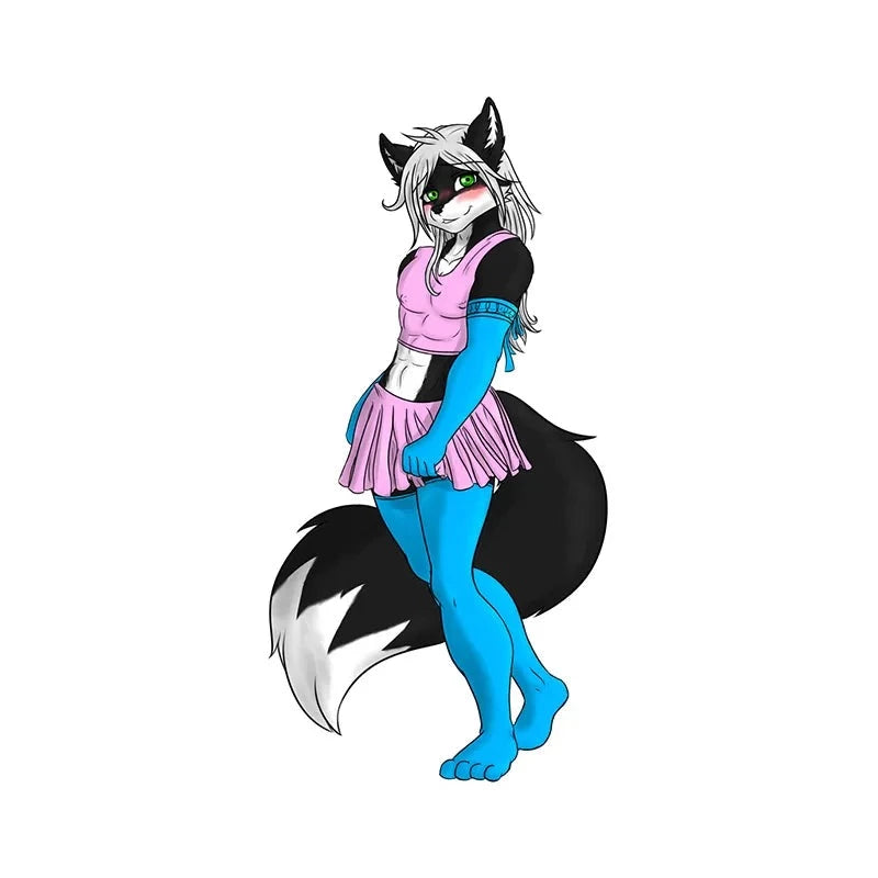 Anime Wolf 'Blushing' Vinyl Car Sticker