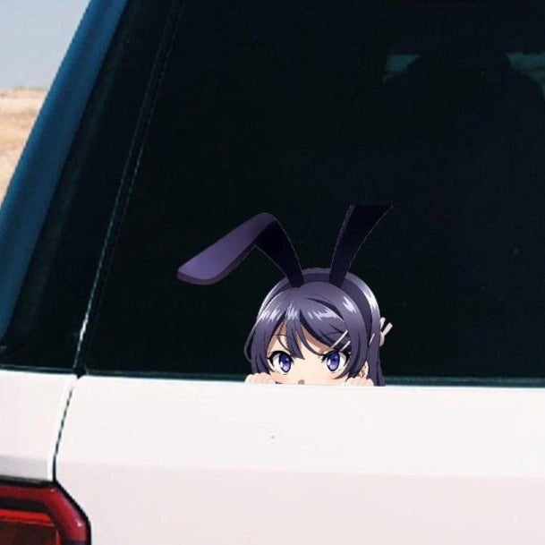 Bunny Girl 'Mai | Peeking' Vinyl Car Peeker Sticker