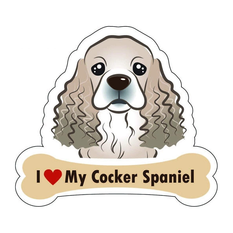 I Love My Cocker Spaniel 'Dog Bone' Vinyl Car Sticker