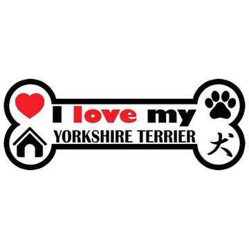 Dog Bone 'I Love My Yorkshire Terrier | Heart And Paw' Vinyl Car Sticker