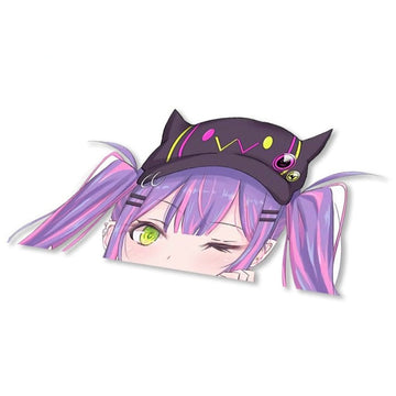 Virtual YouTuber 'Tokoyami Towa | Winking' Vinyl Car Peeker Sticker