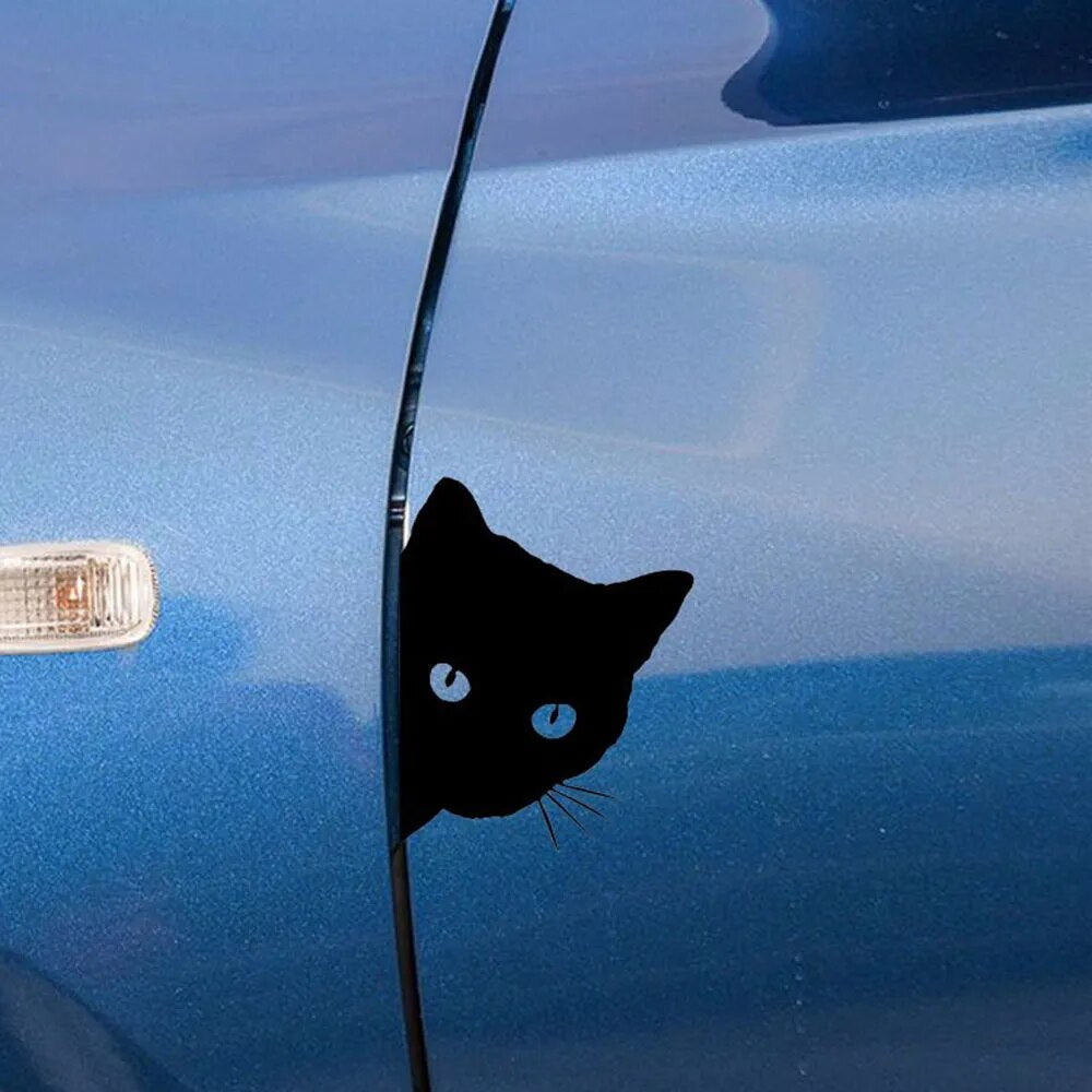 Black Cat 'Staring' Vinyl Car Peeker Sticker