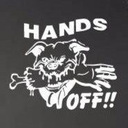 Dog 'Hands Off!! | Biting Arm' Vinyl Car Sticker