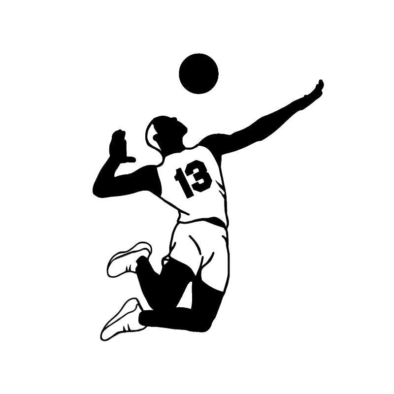 Volleyball Player 'Jersey Number 13' Vinyl Car Sticker