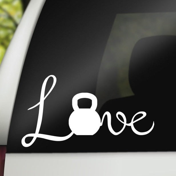 Cool 'Love | Kettlebell' Vinyl Car Sticker