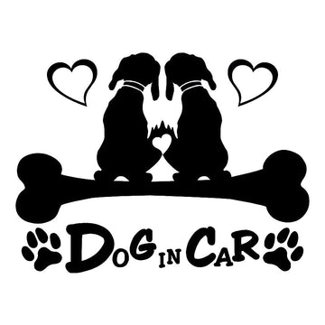 Cute Dog 'Dog In Car | Hearts' Vinyl Car Sticker
