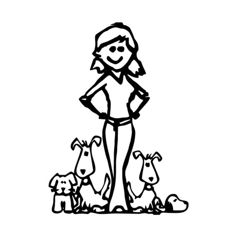 Funny 'Girl And Dogs | Portrait' Vinyl Car Sticker