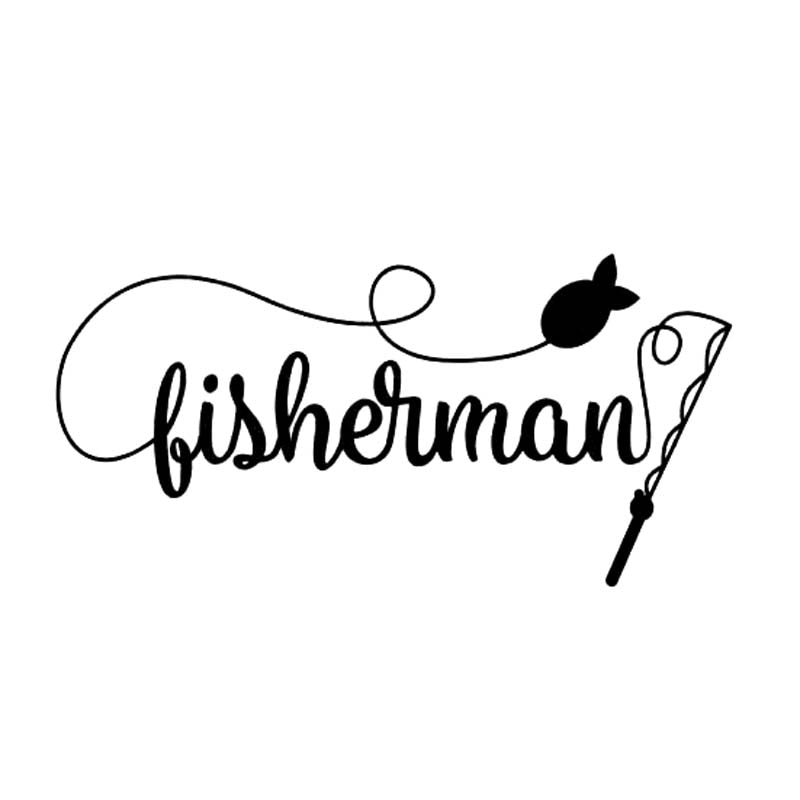 Fisherman 'Fishing Pole with Fish' Vinyl Car Sticker