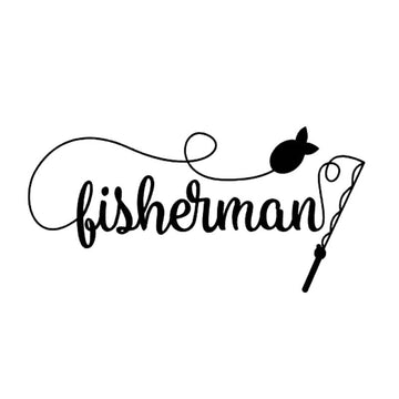Fisherman 'Fishing Pole with Fish' Vinyl Car Sticker