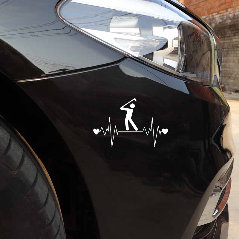 Golf Ball Driver 'Heartbeat Lifeline' Vinyl Car Sticker